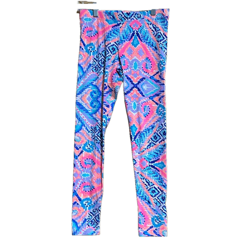 Lilly Pulitzer Girls XL Multicolor Ikat Leggings Casual Elastic Waistband - EUC